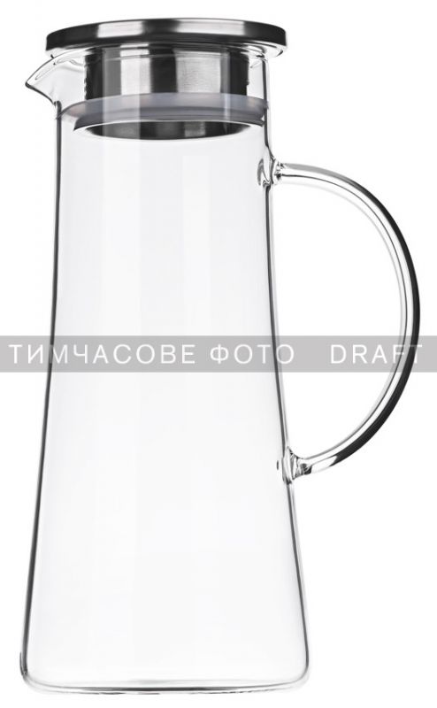 Глечик з кришкою Ardesto 1400мл, боросилікатне скло, нержавіюча сталь, прозорий