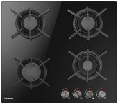 Варильна поверхня Hansa газова на склі, 60см, чавун, чорний