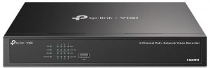 IP-Відеореєстратор TP-LINK VIGI NVR1008H-8MP, 8 каналів Poe, 2xUSB, H265+, 1xHDD, до 16 ТБ, чорний