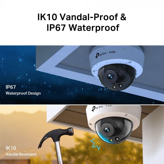 IP-Камера TP-LINK VIGI C250-2.8, PoE, 5Мп, 2,8 мм, H265+, IP66, Dome, кольорове нічне бачення, зовнішня