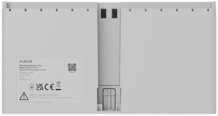 Акумулятор Ajax EN54 Internal Battery 72h white, для Ajax Fire Hub і Ajax Fire Rex, 72 год., EN54, білий