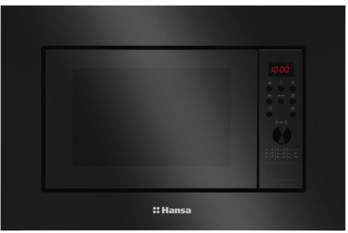 Мікрохвильова піч Hansa вбудовувана, 20л, електр.управл., 900Вт, гриль, дисплей, відкр.кнопкою, чорний
