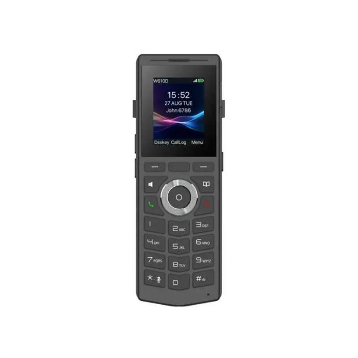 Трубка IP-DECT Fanvil W610D, кольоровий дисплей 2.0” 240x320 LCD, 4 SIP лінії, робота з DECT-базою W710D, підключення гарнітури через BT5.0 або роз’єм 3,5 мм