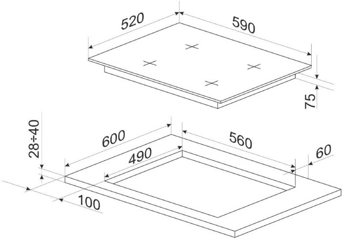Варильна поверхня Hansa газова, 60см, чорний