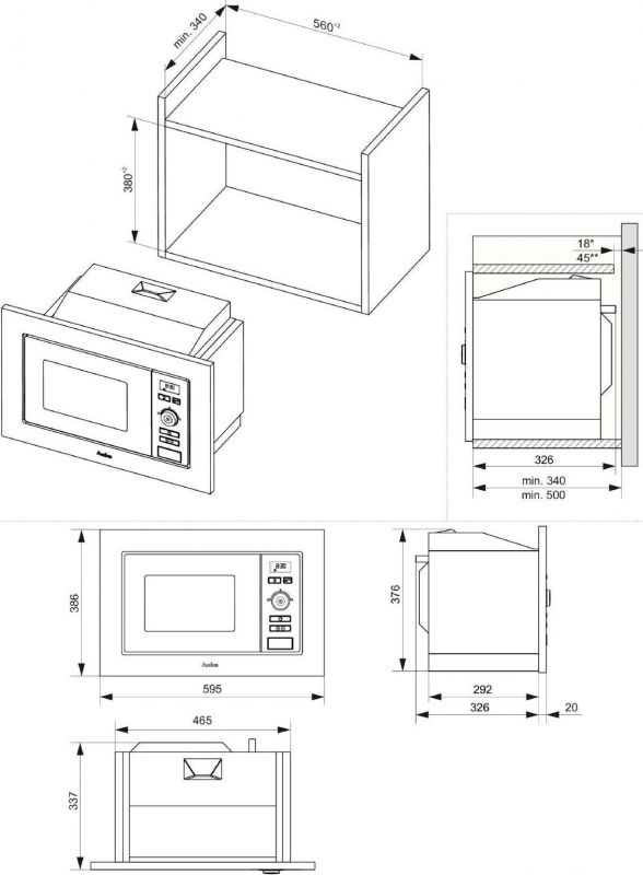 Вбудовувана мікрохвильова піч Hansa, 20л, функц. мікрохв., гриль, диспл., нержавіюча сталь