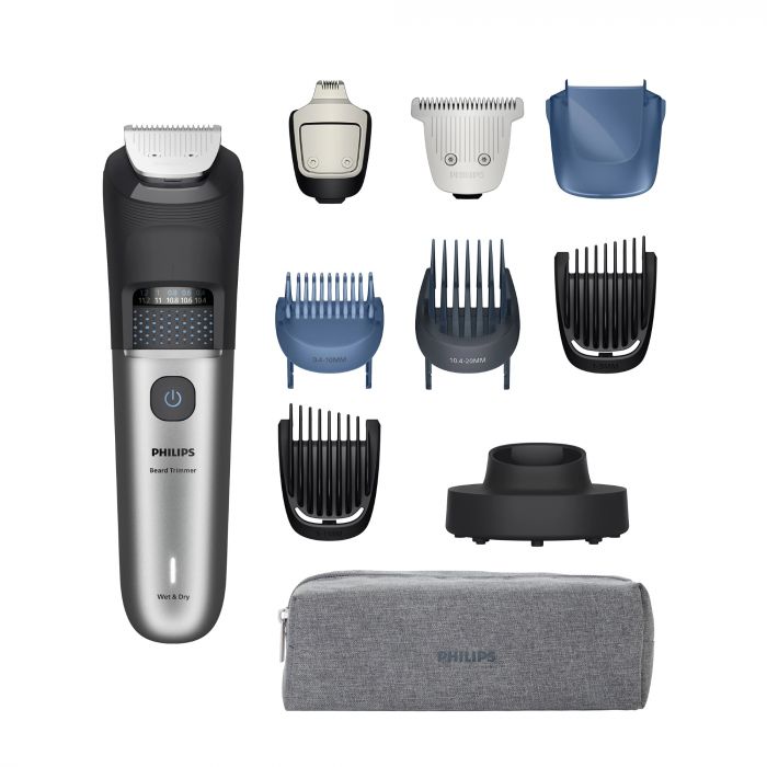 Тример Philips Series 7000, для бороди і вусів, акум., сталь, чорно-сріблястий