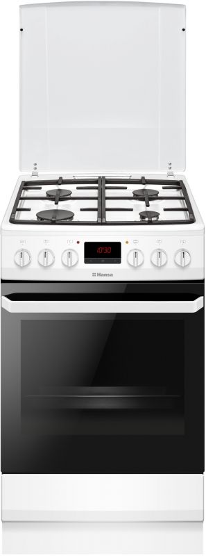 Плита Hansa комбінована, 50х60см, 62л, чавун, газ контр., дисплей, білий