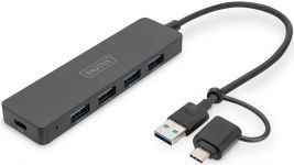 Хаб DIGITUS USB-A/C > 4хUSB-А, 0,2 м, активний (опція)