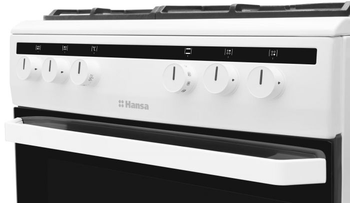Плита Hansa комбінована, 60х60см, 62л, чавун, газ контр., білий