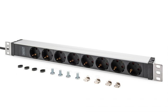 Пристрій розподілу електроживлення DIGITUS 1U, 8xSchuko, 16A, 250V, вилка C20