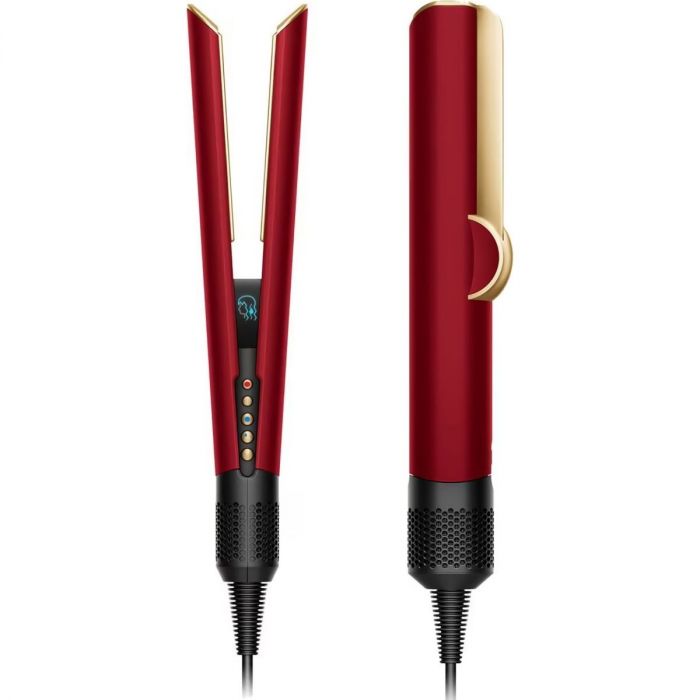 Випрямляч Dyson з вологого на сухе HТ01 Airstrait Red Velvet/Gold, темп.режимів-3, 80-140С, OLED-дисплей, метал, червоний