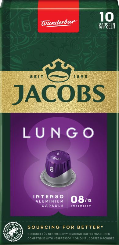 Кава Jacobs  капсули, Lungo Intenso, купаж арабіка/робуста, 10шт, Nespresso
