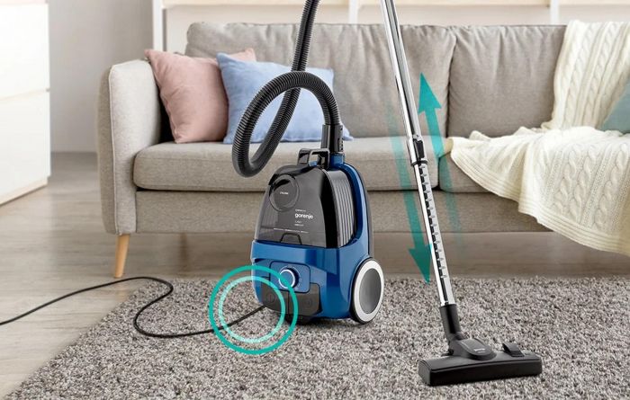 Пилосос Gorenje контейнерний, 850Вт, конт пил -3.3л, HEPA, телескоп трубка, синій
