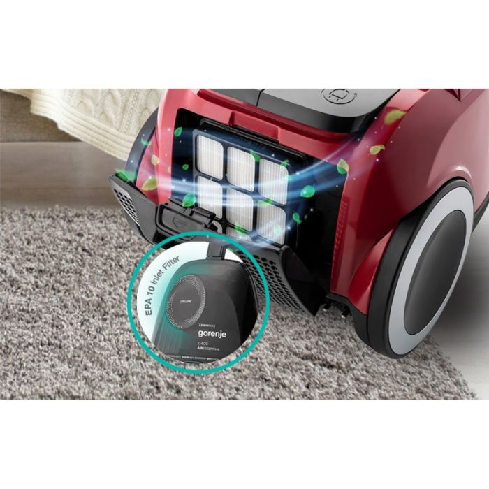 Пилосос Gorenje контейнерний, 800Вт, конт пил -3.3л, HEPA, телескоп трубка, червоний