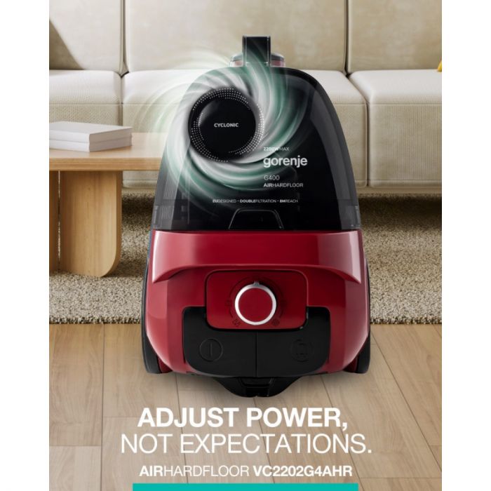 Пилосос Gorenje контейнерний, 800Вт, конт пил -3.3л, HEPA, телескоп трубка, червоний