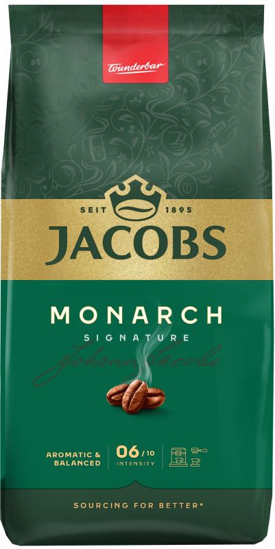 Кава Jacobs зерна, 1000г, Monarch, купаж арабіка/робуста