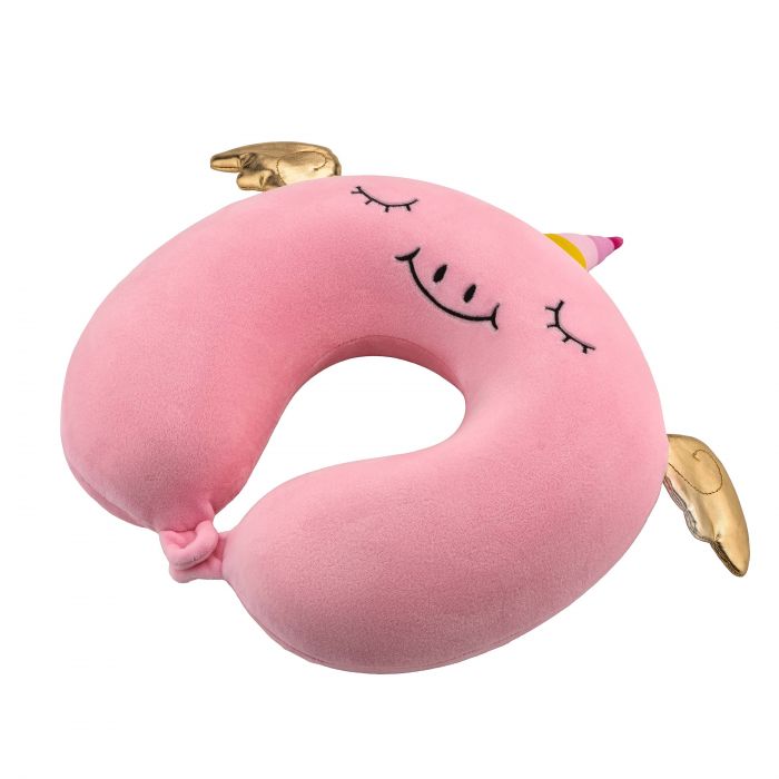 Подушка для шиї ARDESTO Travel Unicorn 30х30см, поліуретанова піна, рожевий