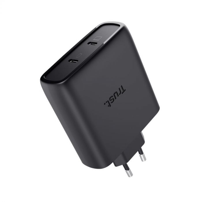 Зарядний пристрій мережевий Trust Maxo 100Вт, GaN, 2xUSB-C ,PD/PPS, чорний