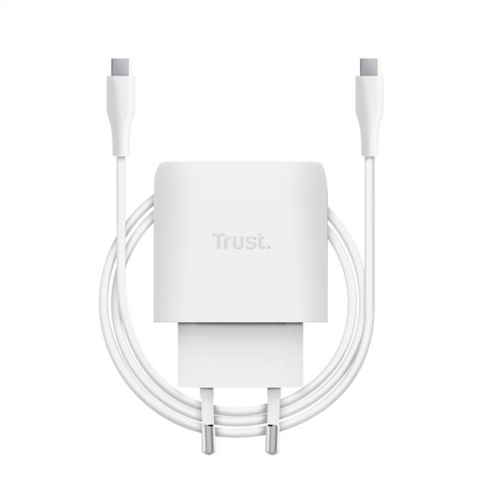 Зарядний пристрій мережевий Trust Maxo 45Вт, GaN, USB-C PD/PPS, білий