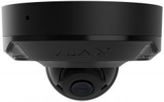 IP-Камера дротова Ajax DomeCam Mini HL black, 8мп, 2.8мм, гібридне підсвічування IR 35м, білий Led 50м, Poe, True WDR, IP 65, ІЧ 30м, аудіо, кут огляду 100° до 110°, міні купольна, чорна