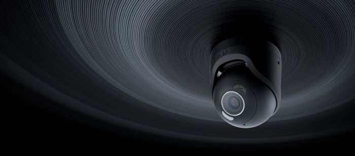 IP-Камера дротова Ajax TurretCam HL black, 8мп, 4мм, гібридне підсвічування IR 50м, білий Led 50м, Poe, True WDR, IP 65, ІЧ 50м, аудіо, 75° до 85°, купольна, чорна