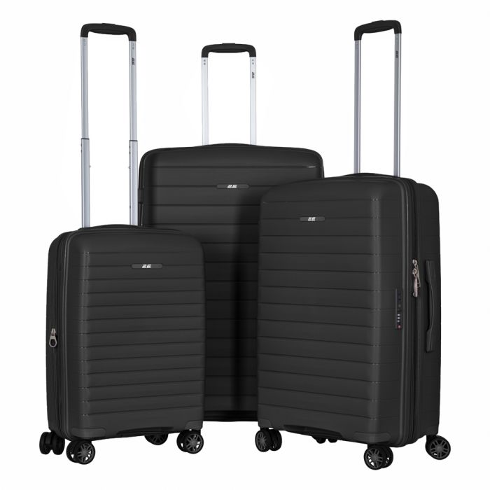 Валіза 2E, Aero, поліпропілен, середня, 63/78 л, TSA, 4 колеса, EXP, чорний