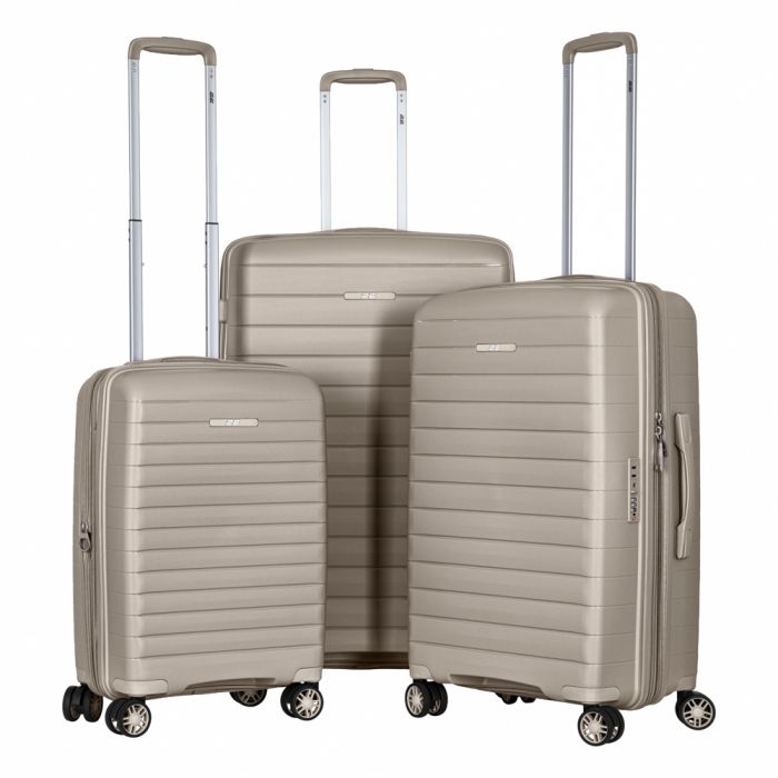 Валіза 2E, Aero, поліпропілен, середня, 63/78 л, TSA, 4 колеса, EXP, сіро-коричневий