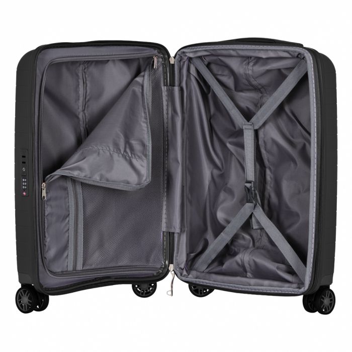 Валіза 2E, Aero, поліпропілен, мала, 35/44 л, TSA, 4 колеса, EXP, чорна