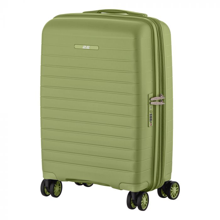 Валіза 2E, Aero, поліпропілен, мала, 35/44 л, TSA, 4 колеса, EXP, оливково-зелений