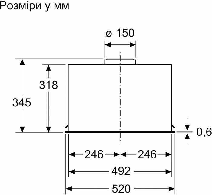 Витяжка Bosch вбудована, 52см, 570м.куб/год, нерж