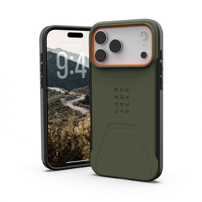 Чохол UAG для iPhone 17 Pro Max, Civilian MagSafe, Olive/Orange