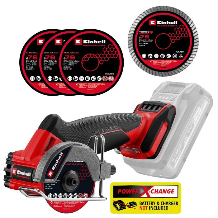 Шліфмашина відрізна акумуляторна Einhell Professional TP-CO 18/76-C Li BL - Solo безщіткова 16мм 18В 20000об/хв 0.67кг без АКБ та ЗП