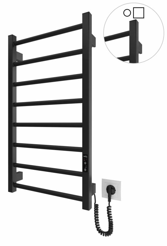 Рушникосушка Hygge Family електрична Leeds, 770х430х80мм, таймер-регулятор, сталь, чорний матовий