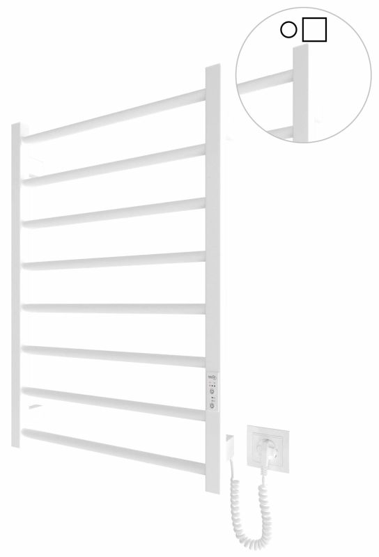 Рушникосушка Hygge Family електрична Leeds, 770х530х85мм, таймер-регулятор, сталь, білий матовий