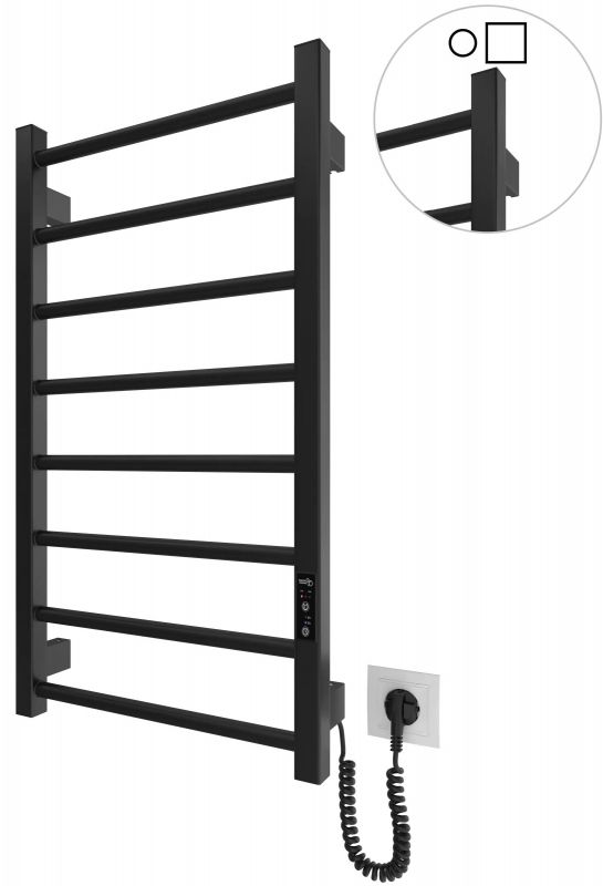 Рушникосушка Hygge Family електрична Leeds, 770х530х85мм, таймер-регулятор, сталь, чорний матовий