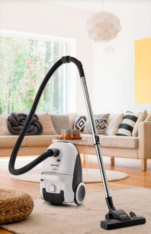 Пилосос Gorenje мішковий, 800Вт, 3л, вага-6.5кг, HEPA, індикатор, телескоп, білий