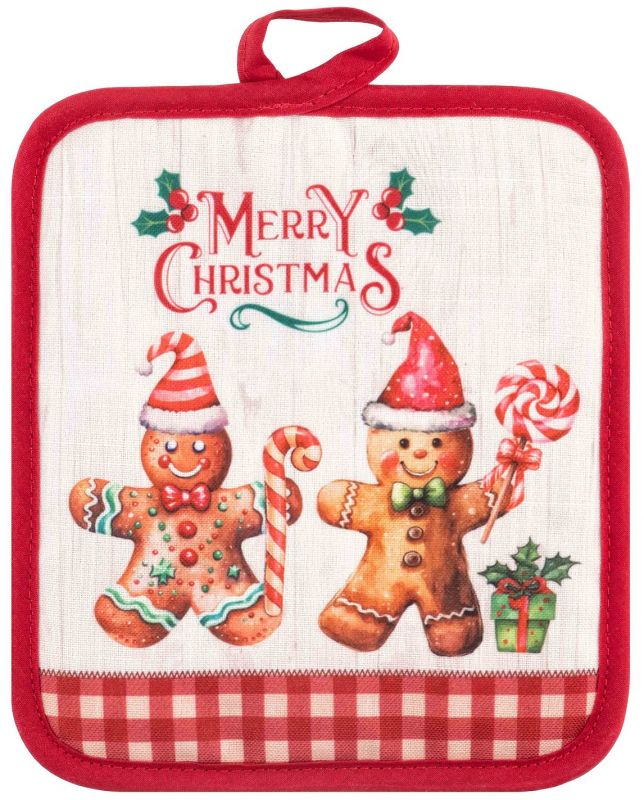 Прихватка Ardesto Christmas Gingerbread 18х20см, 100% поліестер (верх), 100% бавовна (низ), червоний