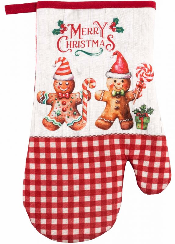 Рукавичка Ardesto Christmas Gingerbread 18х30см, 100% поліестер (верх), 100% бавовна (низ), червоний