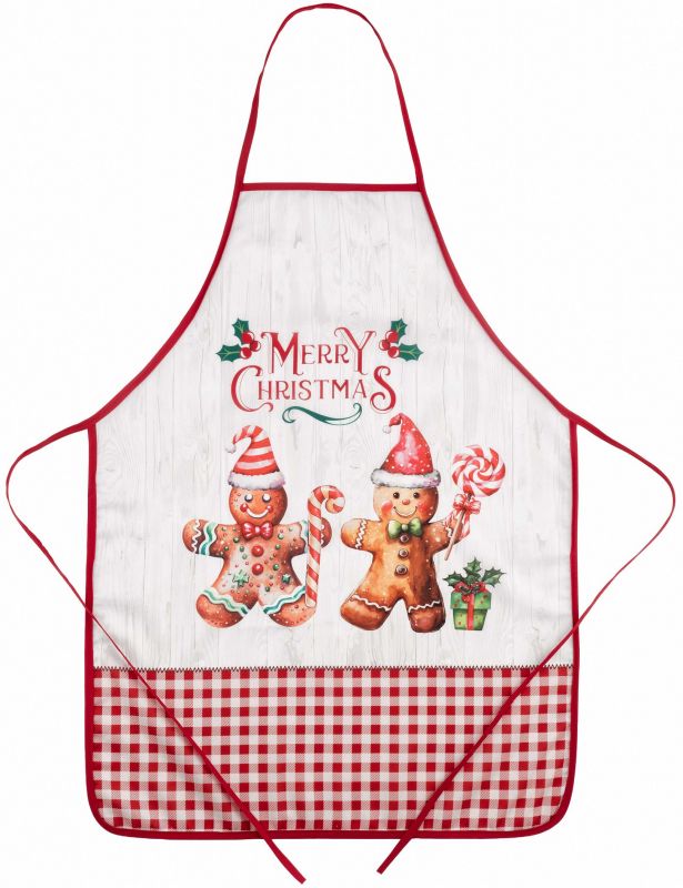 Фартух Ardesto Christmas Gingerbread 60х80см, 100% поліестер, червоний