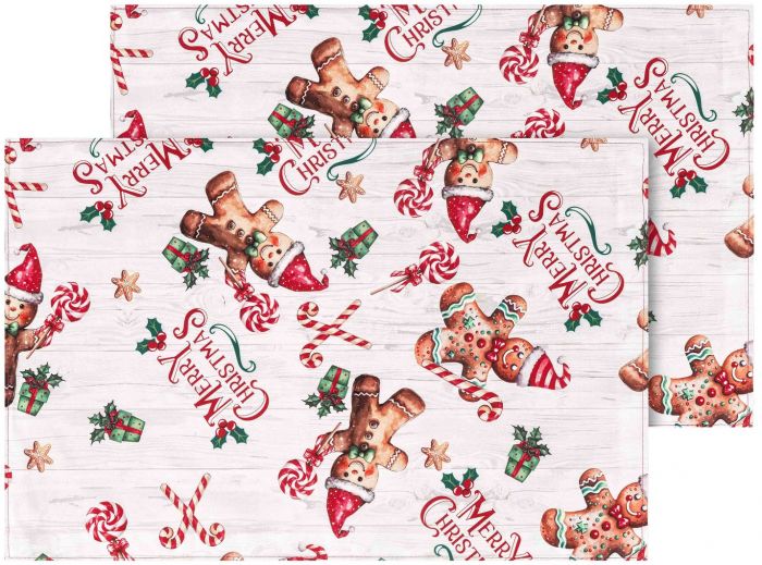 Набір серветок серв. Ardesto Christmas Gingerbread 30х45см, 2шт, 100% поліестер, червоний