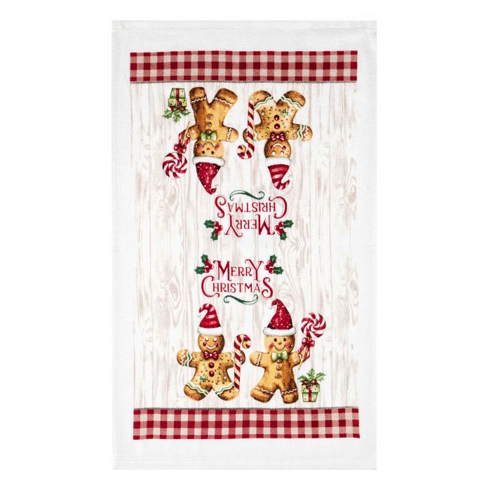 Подарунковий набір для кухні Ardesto Christmas Gingerbread, 3шт, 100% бавовна (рушничок), 100% поліестер (прихватки), червоний