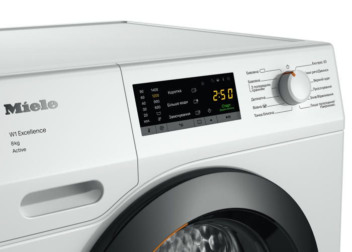 Пральна машина Miele WEA 135 WCS фронтальна, 8кг, 1400, A+++, 63.6см, дисплей, інвертор, люк сірий, білий
