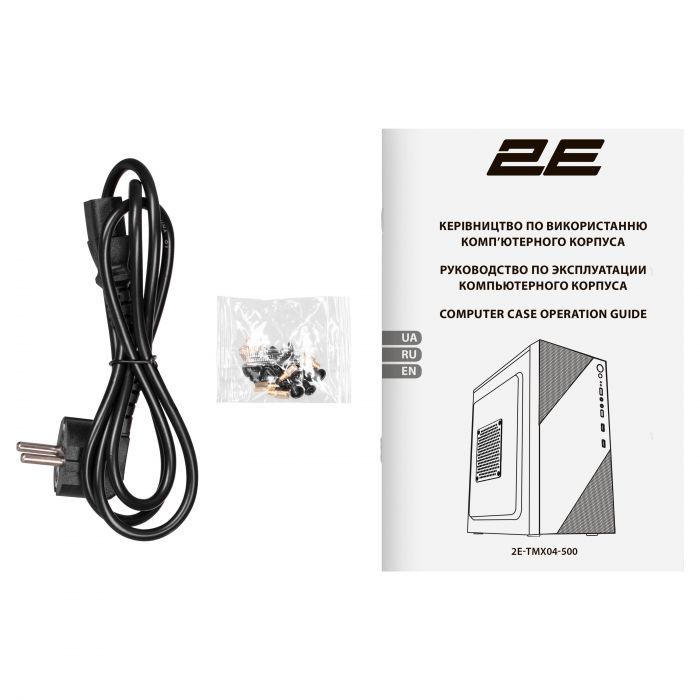 Корпус 2E TeamX TMX04 з БЖ 2E ATX500W, 2xUSB3.0, 1x80мм, VGA 220мм, mATX, чорний