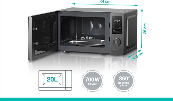 Мікрохвильова піч Gorenje, 20л, електр. керув., 700Вт, дисплей, нерж