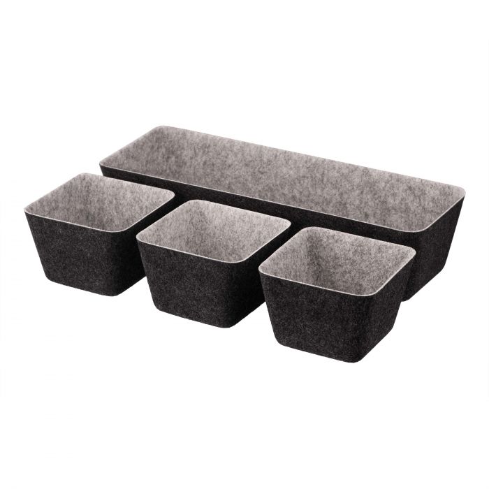 Набір контейнерів Ardesto Prestigio 4 предмети, 38.5x13.5x9cm/12x12x8.5см, фетр, сірий