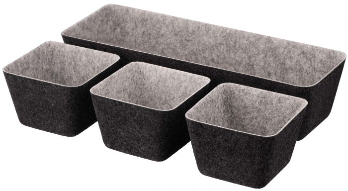 Набір контейнерів Ardesto Prestigio 4 предмети, 38.5x13.5x9cm/12x12x8.5см, фетр, сірий