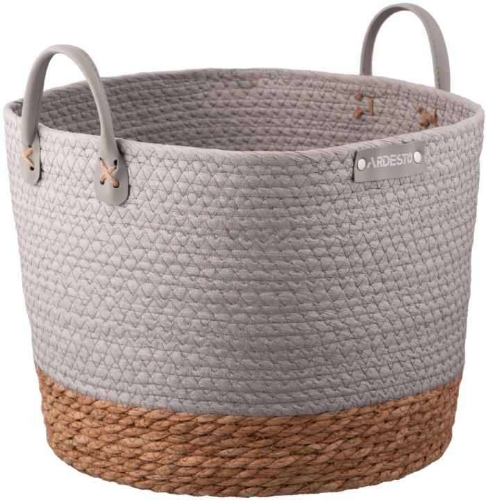 Кошик Ardesto Minimalism 35х35х27см, паперовий шпагат, рогожка, сірий