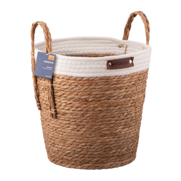 Кошик Ardesto Prestigio 29х29х30см, рогожка з морських водоростей, бавовняний шпагат, сірий