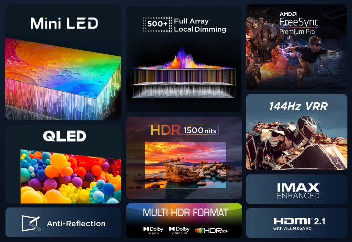 Телевізор 98" TCL MiniLED 4K 144Hz Smart Google TV Titan ONKYO sound