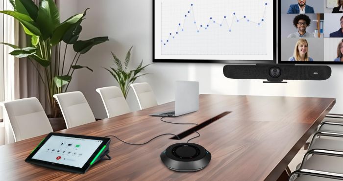 Відеотермінал Aver VB370A, Android 13, 4.5x Optical Zoom, 2 об'єктива 4K, PTZ, 14х Uni-mic, радіус дії 10 м, динаміки 2 х 6 Вт, Zoom Rooms, Dual Screen, чорний